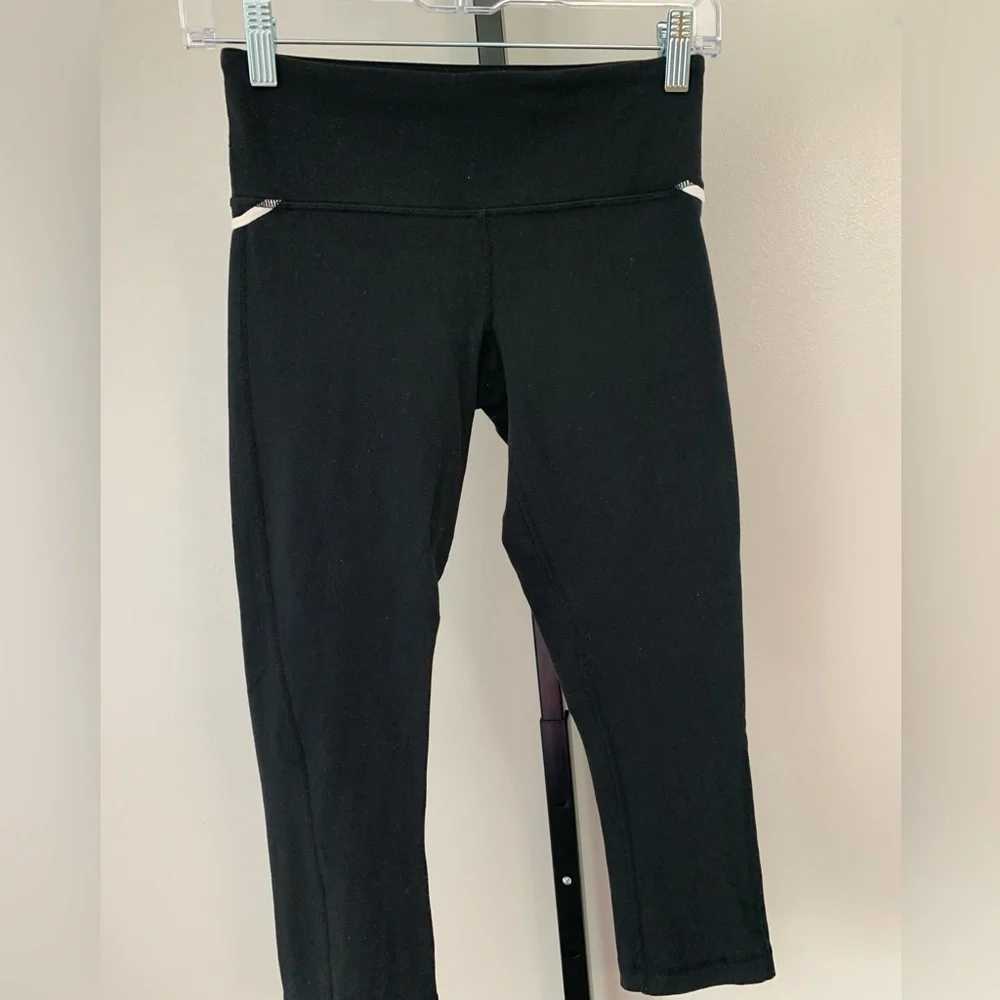 lululemon Black Leggings with White Trim - Picture 2 of 16